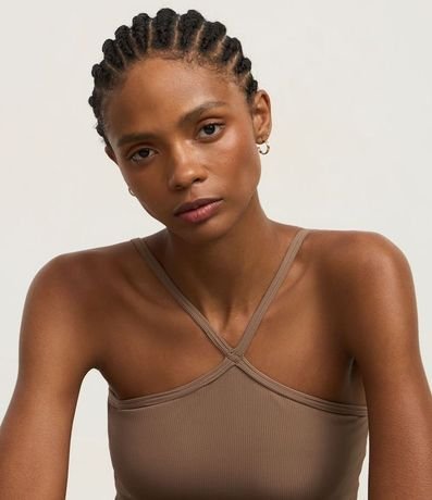 Top Deportivo con Copa de Textura Acanalada y Escote Halter 3