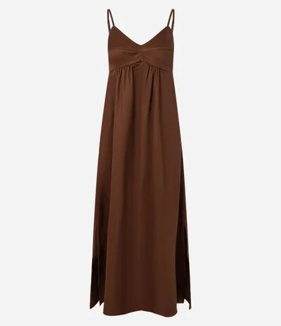 Vestido Evasê Midi de Bretel en Liocel con Encaje