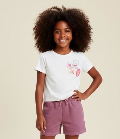 Remera Slim Infantil con Estampa de Sellos de Frutas - Talle 5 a 14 años