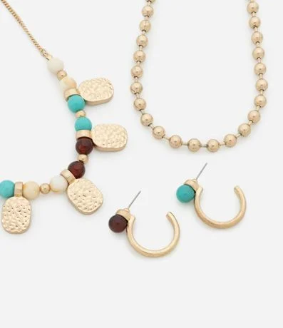 Conjunto de Collar y Caravana con Detalles Resinados