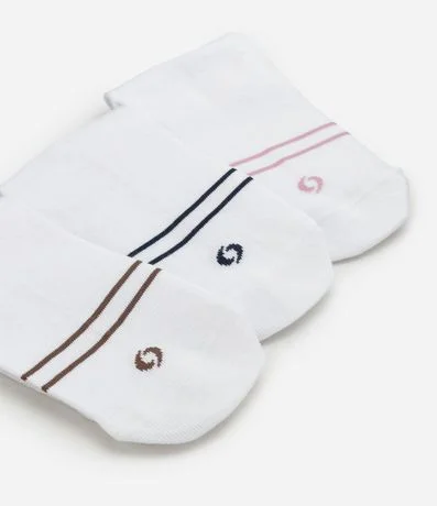 Kit 03 Medias Caña Larga Aeróbica  em Algodón con Rayas Coloridas 4