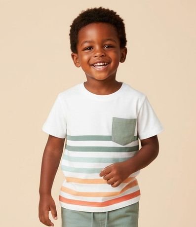 Remera Infantil con Pequeño Bolsillo y Rayas - Talle 1 a 6 años