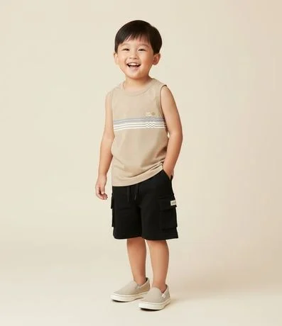 Musculosa Infantil con Estampa de Rayas y Ondas - Talle 1 a 6 años