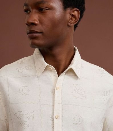 Camisa Regular en Algodón con Bordado Floral 3