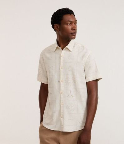 Camisa Regular en Algodón con Bordado Floral 4