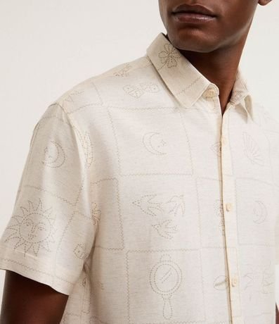 Camisa Regular en Algodón con Bordado Floral 7