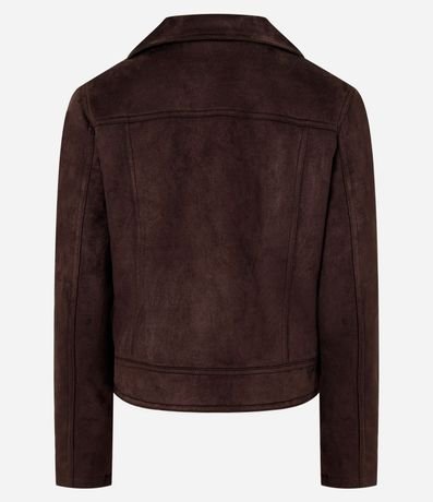 Campera Biker en Gamuza con Bolsillos y Cremallera 3