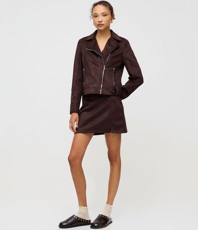 Campera Biker en Gamuza con Bolsillos y Cremallera 2