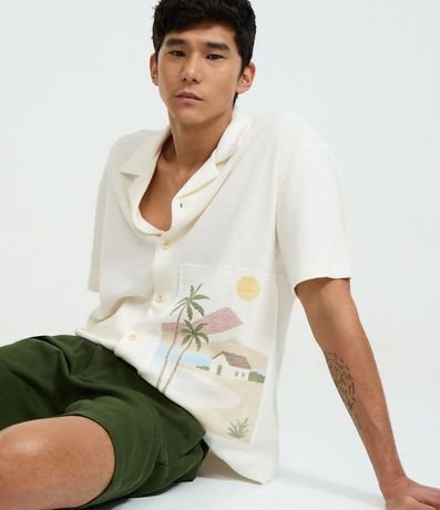 Camisa Boxy en Tricolina con Estampa Playa Tropical 3