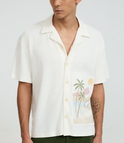 Camisa Boxy en Tricolina con Estampa Playa Tropical 4