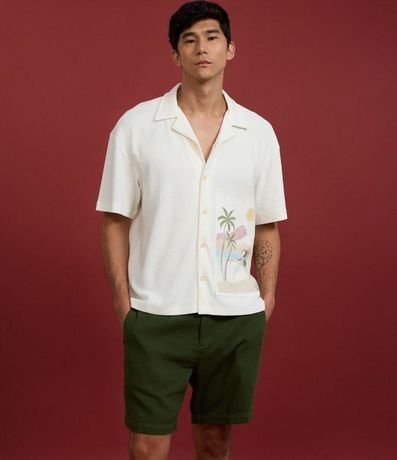 Camisa Boxy en Tricolina con Estampa Playa Tropical 5