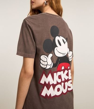 Remera en Algodón desteñido con Estampa Frente y Espalda Mickey