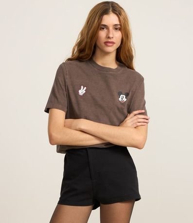 Remera en Algodón desteñido con Estampa Frente y Espalda Mickey 4