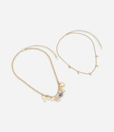 Collar Capas en Metal con Colgantes Diversos 2