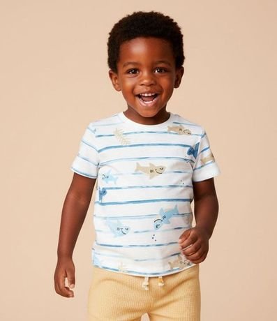 Remera Infantil con Estampa de Rayas Fondo del Mar - Talle 1 a 6 años