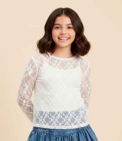 Blusa Infantil en Tule Encaje - Talle 7 a 14 años