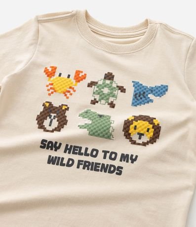 Remera Infantil con Estampa de Animais en Pixels - 1 a 6 años 5