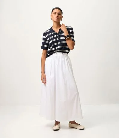 Blusa en Punto con Cuello Polo y Estampado Rayada 3