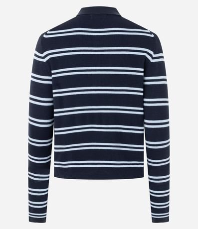Blusa en Punto con Estampa Rayada y Cuello Polo 7