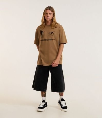 Remera Manga corta en Media Malla con Estampa Lettering Frente y Espalda 2