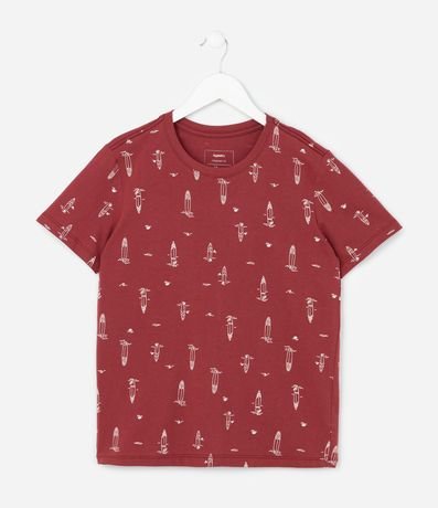 Remera Infantil Regular con Estampa de Mini Ícones de Playa - Talle 5 a 14 años