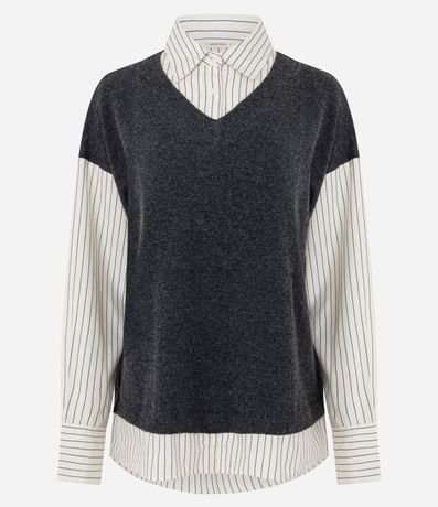 Camisa Alargada con Chaleco en Punto Sobrepuesto 6