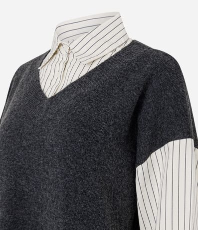 Camisa Alargada con Chaleco en Punto Sobrepuesto 7