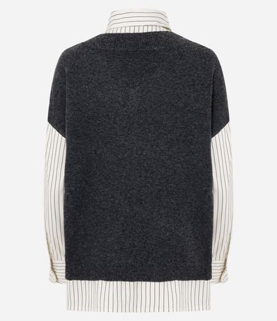 Camisa Alargada con Chaleco en Punto Sobrepuesto 8