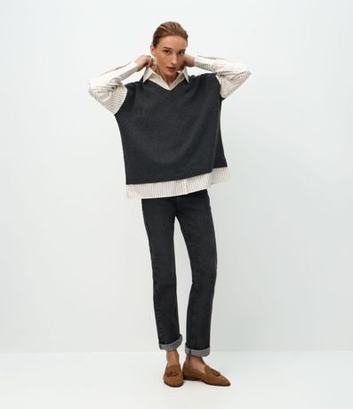 Camisa Alargada con Chaleco en Punto Sobrepuesto 2