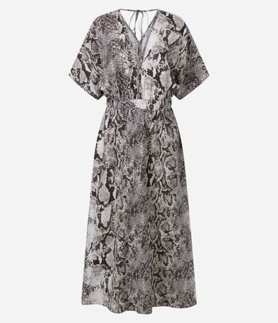 Vestido Evasê Largo en Crepé con Estampa Serpiente 5