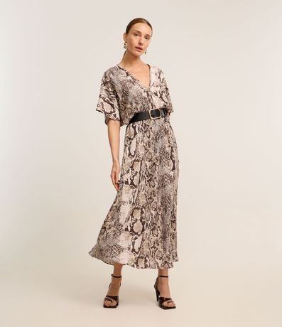 Vestido Evasê Largo en Crepé con Estampa Serpiente 3
