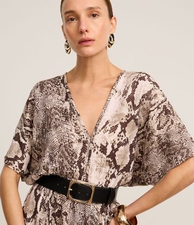 Vestido Evasê Largo en Crepé con Estampa Serpiente 5