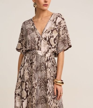 Vestido Evasê Largo en Crepé con Estampa Serpiente 4