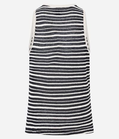 Musculosa Regular en Algodón con Efecto Ganchillo Texturizado con Rayas 3