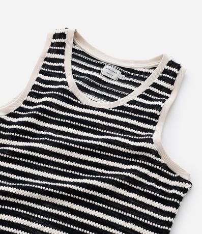 Musculosa Regular en Algodón con Efecto Ganchillo Texturizado con Rayas 5