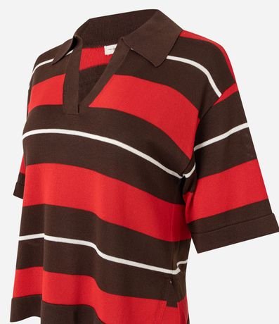 Blusa en Punto con Cuello Polo y Estampado Rayada 6