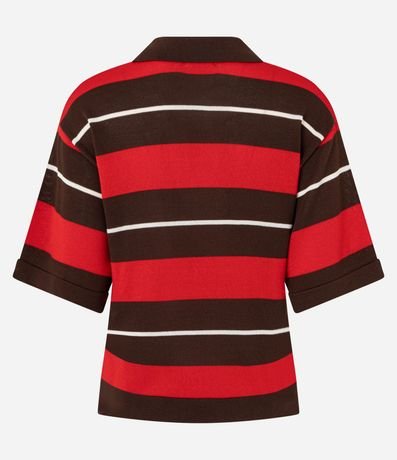Blusa en Punto con Cuello Polo y Estampado Rayada 7