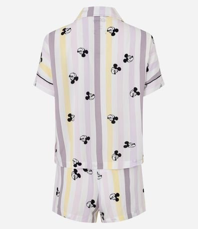 Pijama Short Doll Americano en Viscosa con Estampa Rayada y Mickey 5