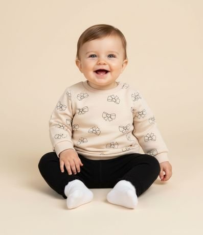 Saco Infantil en Modal con Estampado de Moñitas – Talle 0 a 18 Meses