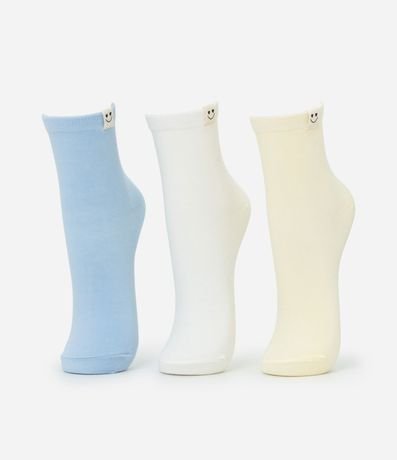 Kit 03 Medias Cano Mediano en Algodón con Etiquetas Smiles