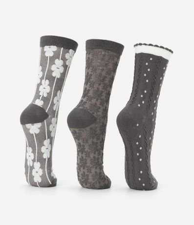 Kit 03 Medias Cano Mediano en Algodón Texturizadas 3