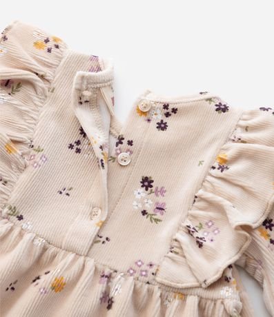 Vestido Infantil en Rib Floral con Volado y Media Can Can – Talle 0 a 18 Meses 11