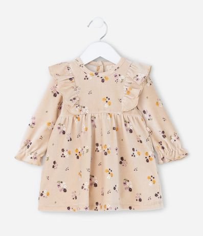 Vestido Infantil en Rib Floral con Volado y Media Can Can – Talle 0 a 18 Meses 3