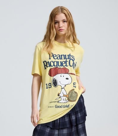 Remera en Algodón con Estampa de Snoopy Raquet Club 2