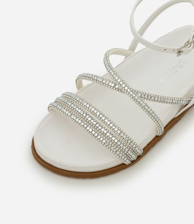 Sandalia Infantil de Tiras en PU con Strass Aplicado - Talle 28 al 33 2