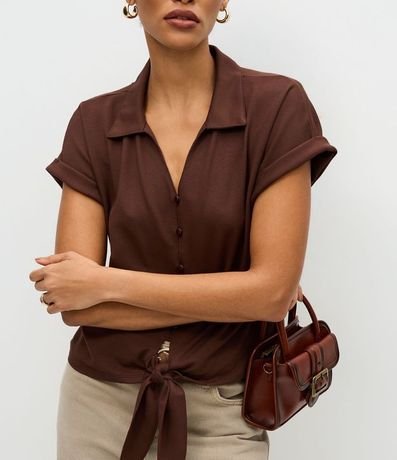 Blusa Texturizada en Viscosa con Botones y Lazo 4