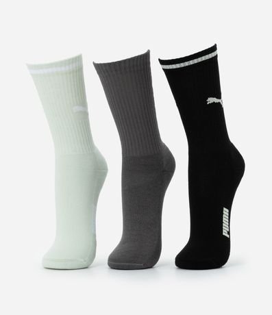 Kit 03 Medias Caña Larga Deportivas en Algodón Puma 2