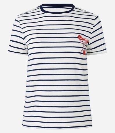 Remera T-shirt en Algodón con Estampa de Cereza y Rayas Contrastantes 4