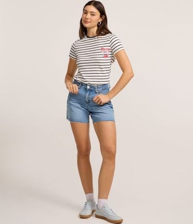 Remera T-shirt en Algodón con Estampa de Cereza y Rayas Contrastantes 2