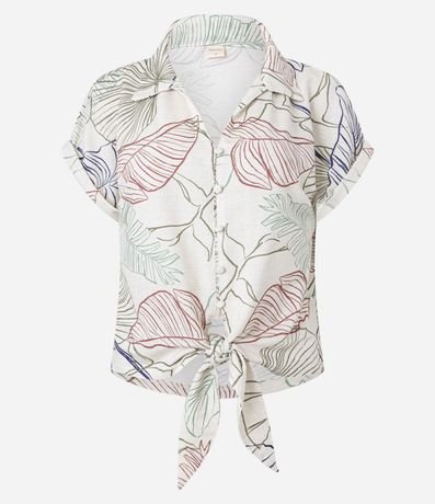 Blusa en Viscosa con Cuello Polo y Estampa Follaje 5